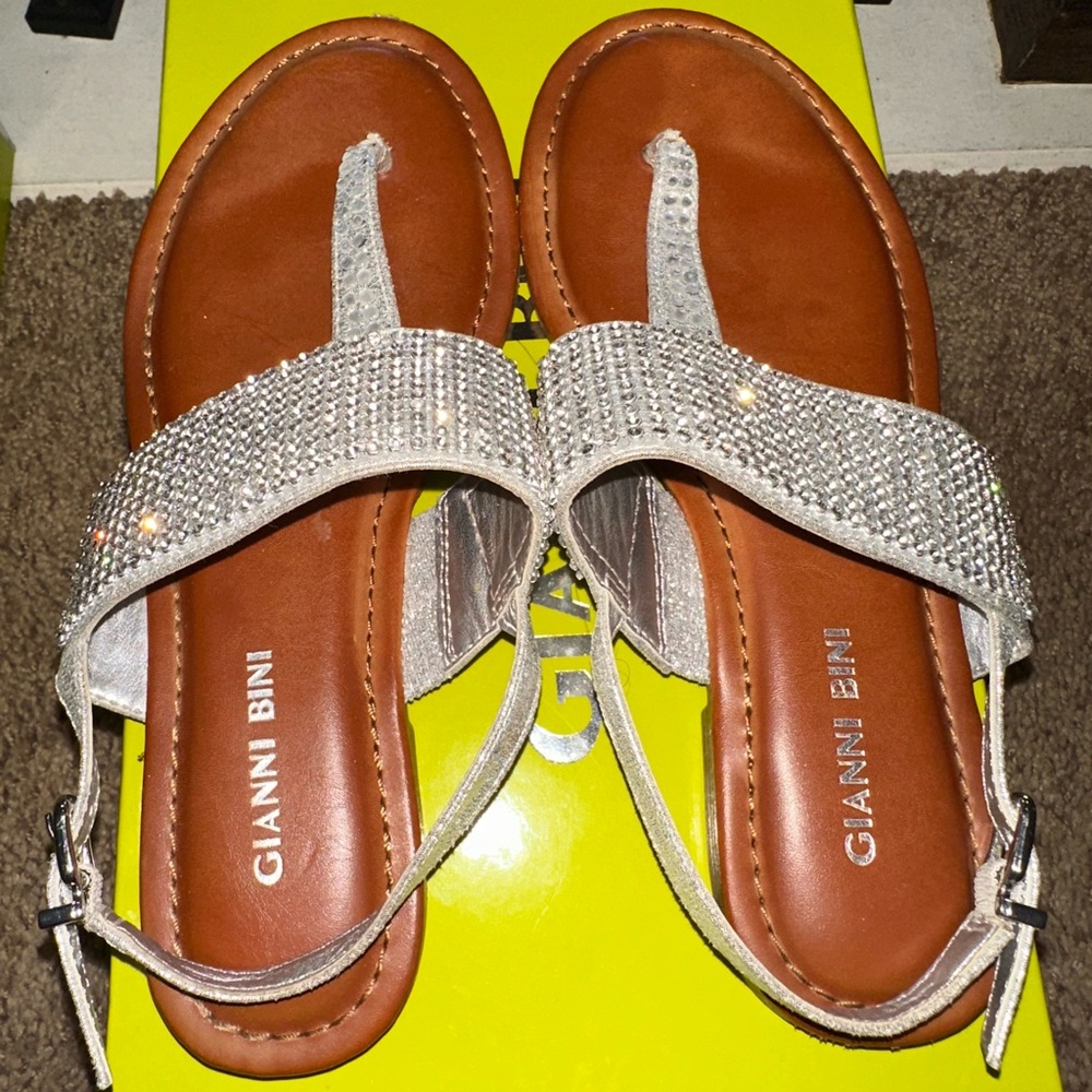 Gianni Bini | Jeweled Silver Sandals, size 6.5